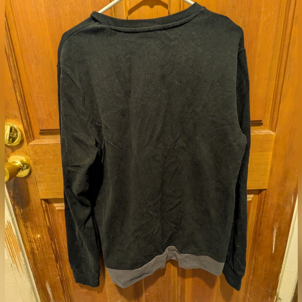Fila Color Block Thick Warm Winter Comfy Cozy Black & Gray Cotton Sweatshirt M - Picture 2 of 5